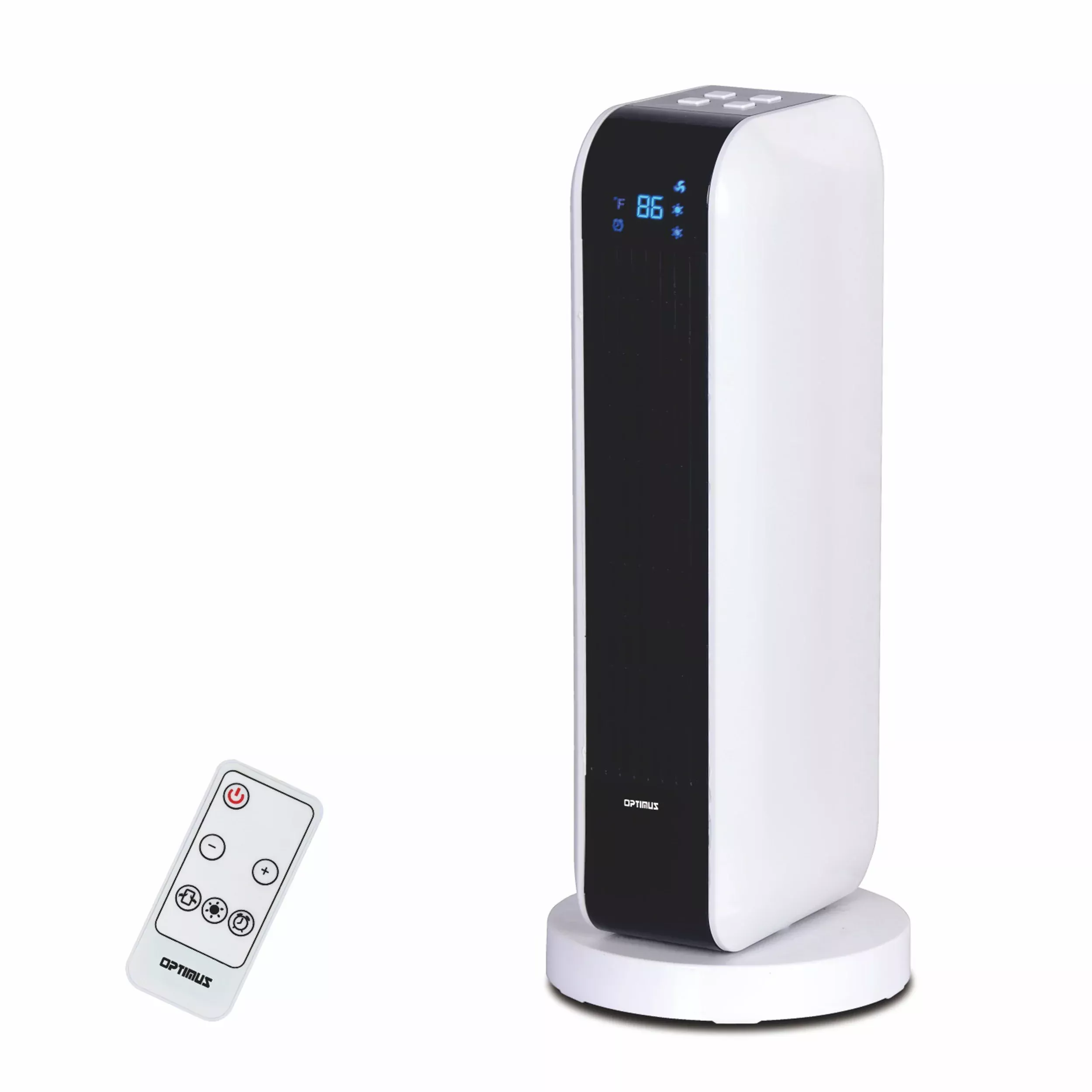 Optimus17 in. Oscillating Tower Heater w/ Remote, Digital Temperature Readout & Setting