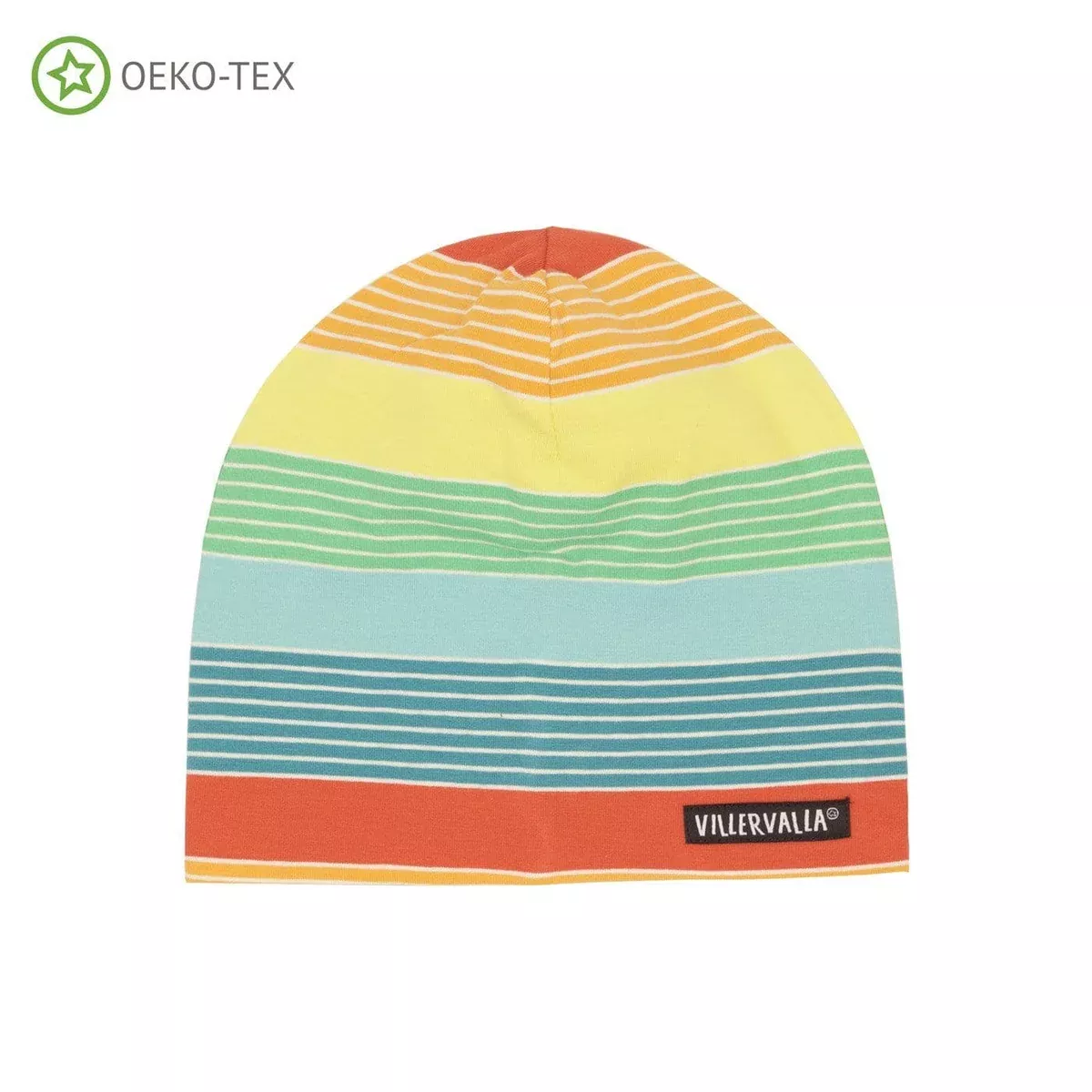 Organic Cotton Beanie Hat Rainbow Stripe: Sparrow