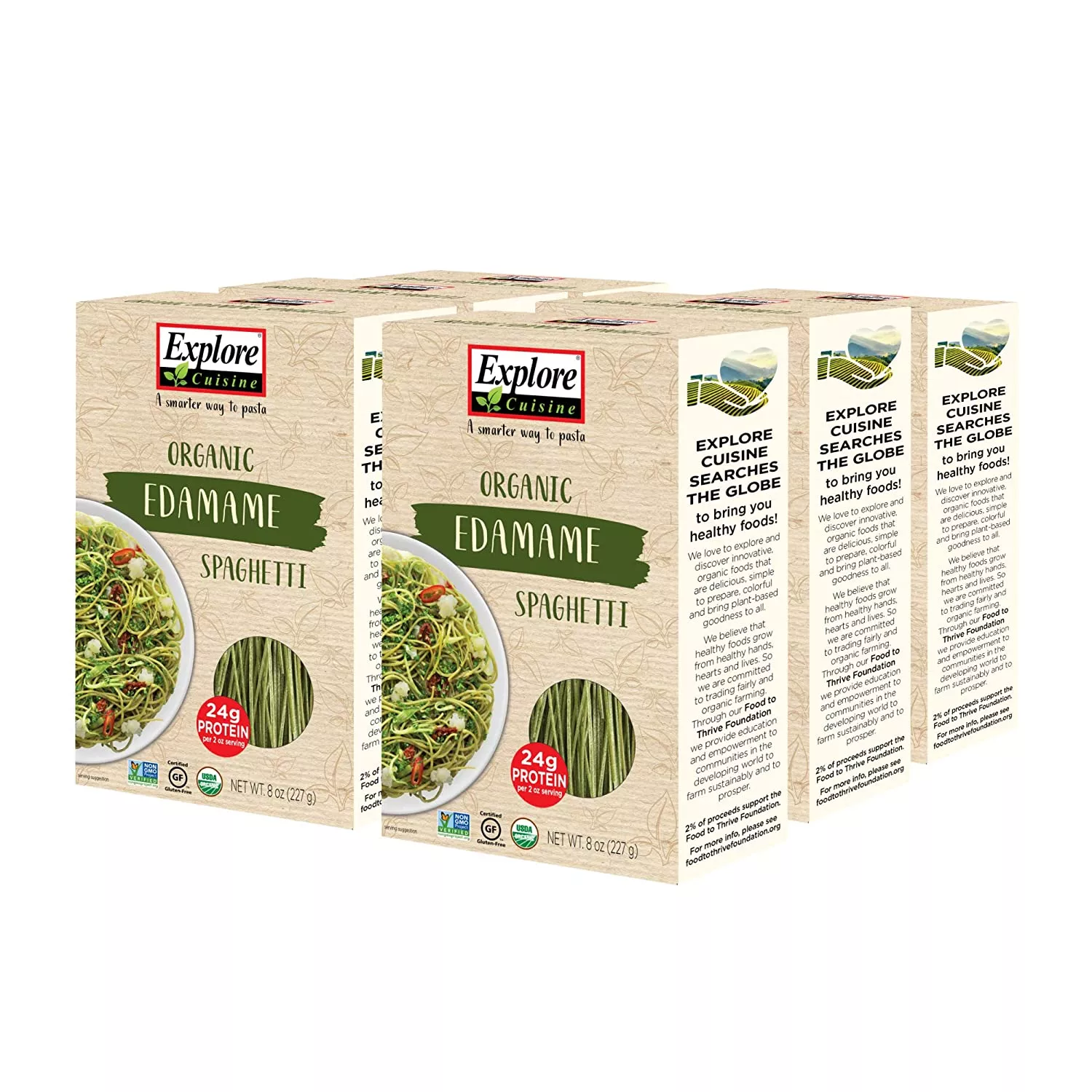 Organic Edamame Spaghetti - 8 oz - High in Plant Based Protein, Gluten Free USDA Certified Organic, Vegan, Kosher, Non GMO - 4 Servings