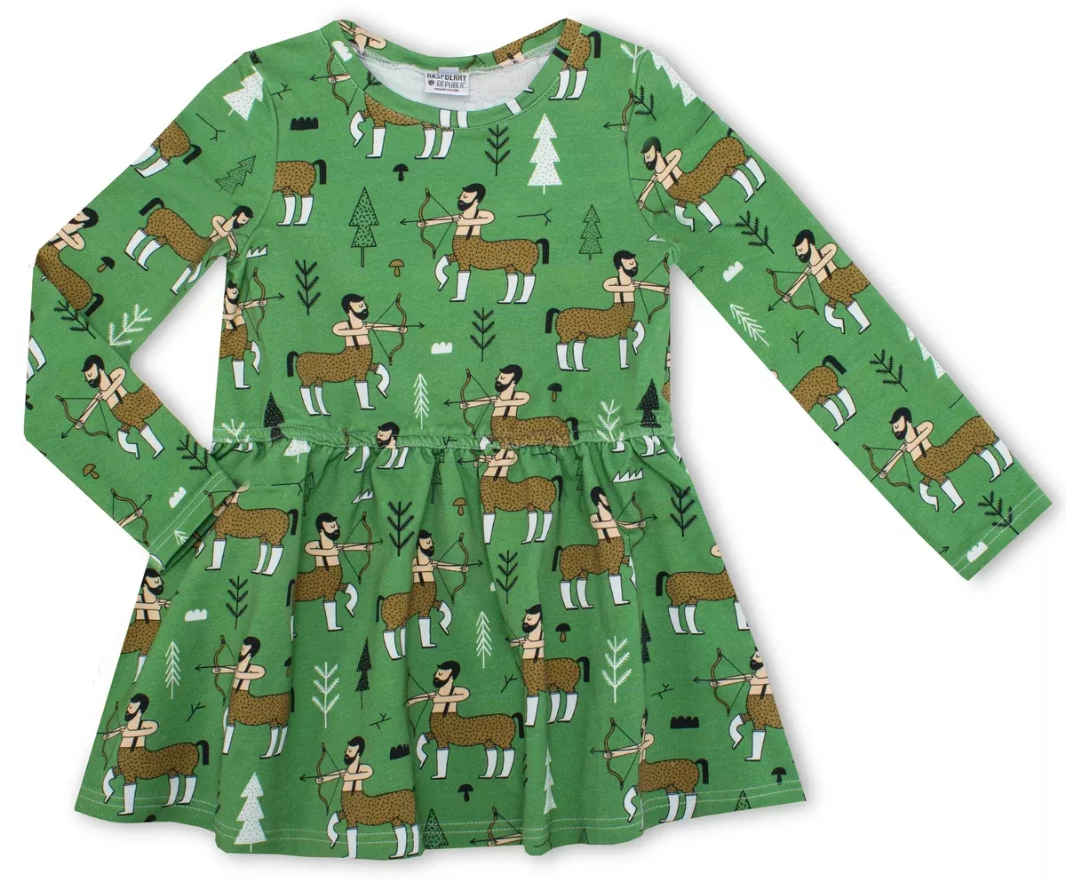Organic Long Sleeve Twirl Dress: Enchanted Forest