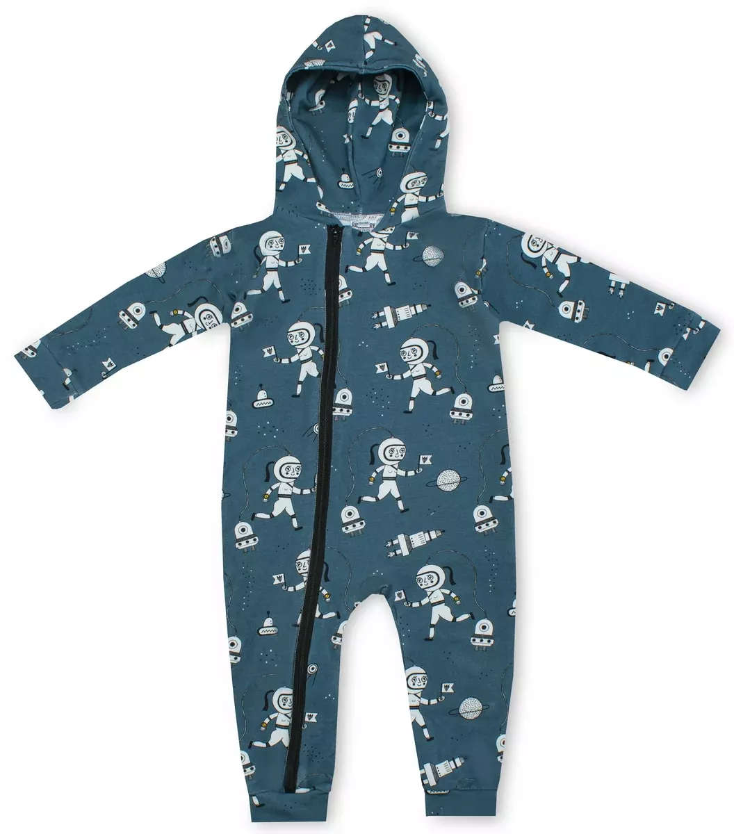 Organic One Piece Hooded Zip-suit: Space Explorers