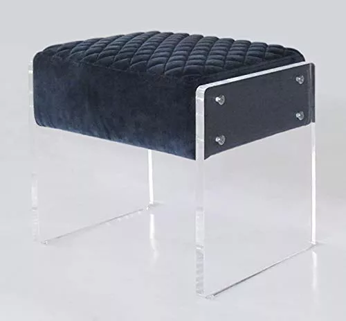 Pasargad Home Tribecca Collection Velvet Stool Navy