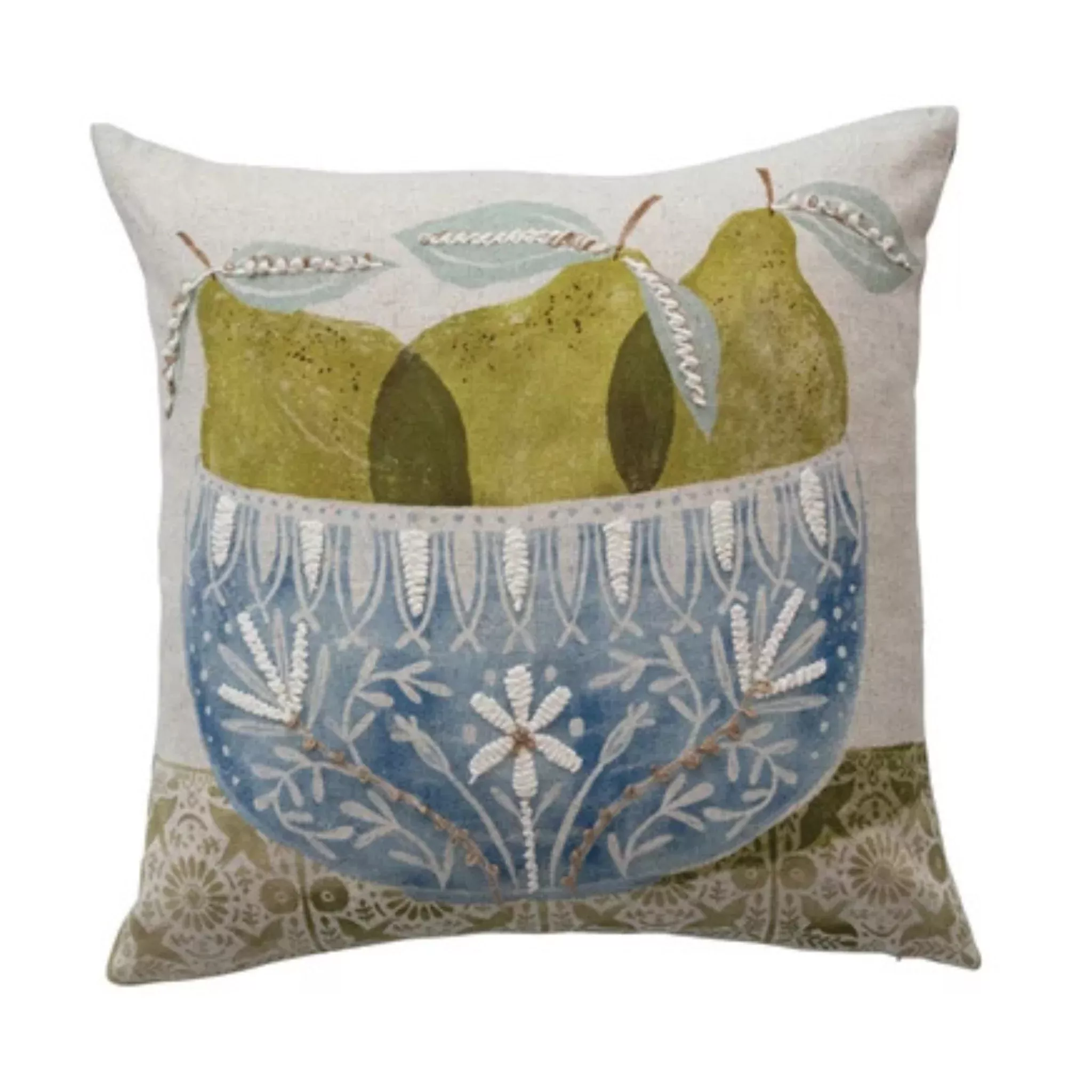 Pears Fruit Bowl Printed Pillow