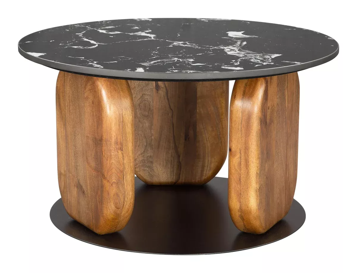 Pemba Coffee Table Multicolor, Multicolor Coffee Table, Modern Style, Natural Marble Round Shape Tabletop, MDF, Indoor Living, 29.9" W x 29.9" D x 16.9" H