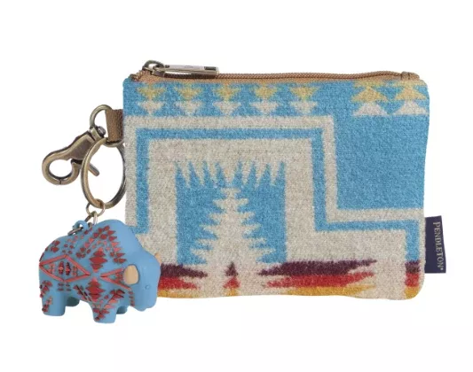 Pendleton Bison ID Pouch with Keychain - RFID Protected Wool Wallet
