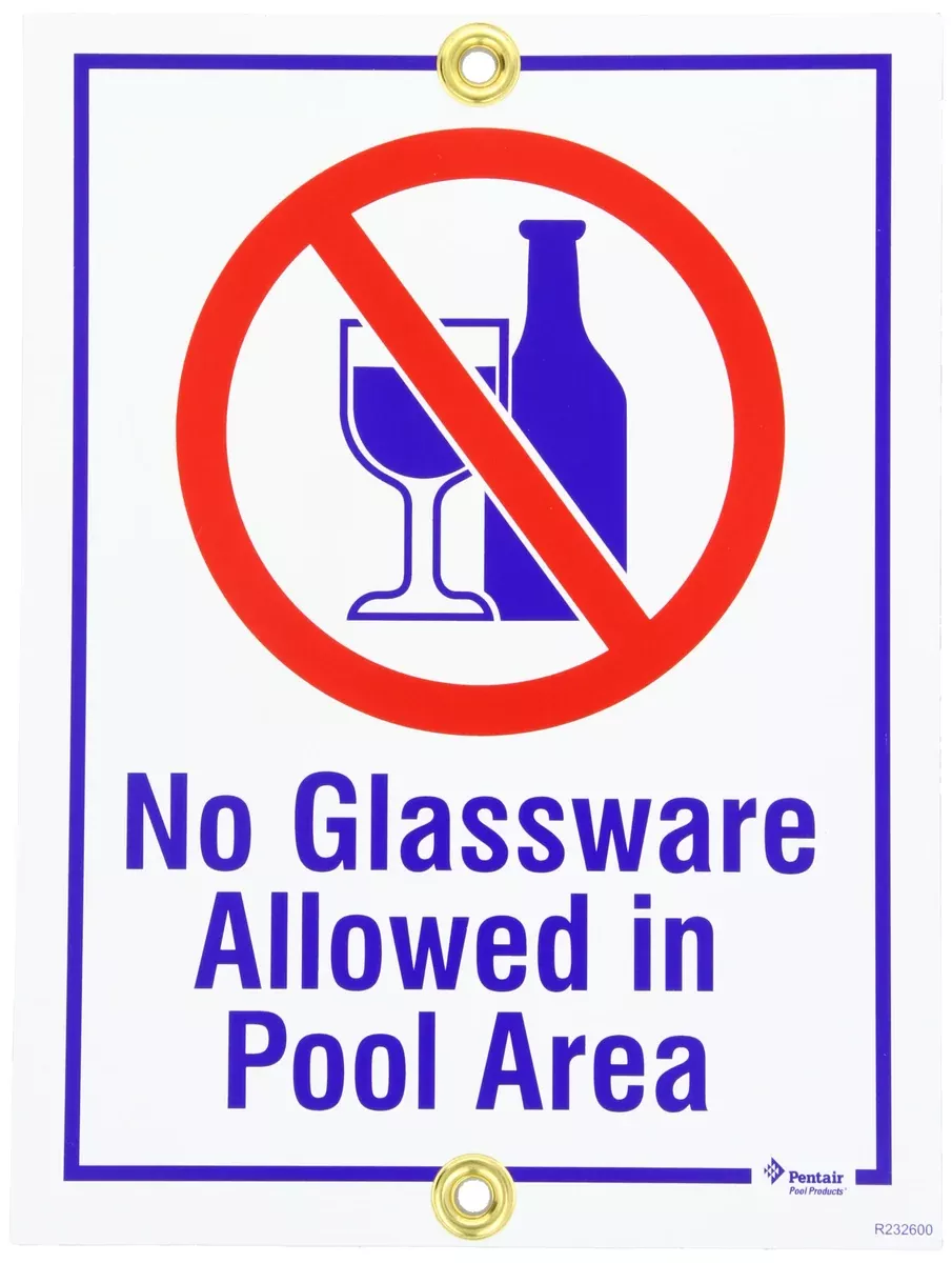 Pentair R232600 No Glassware in Pool Area Pool Sign