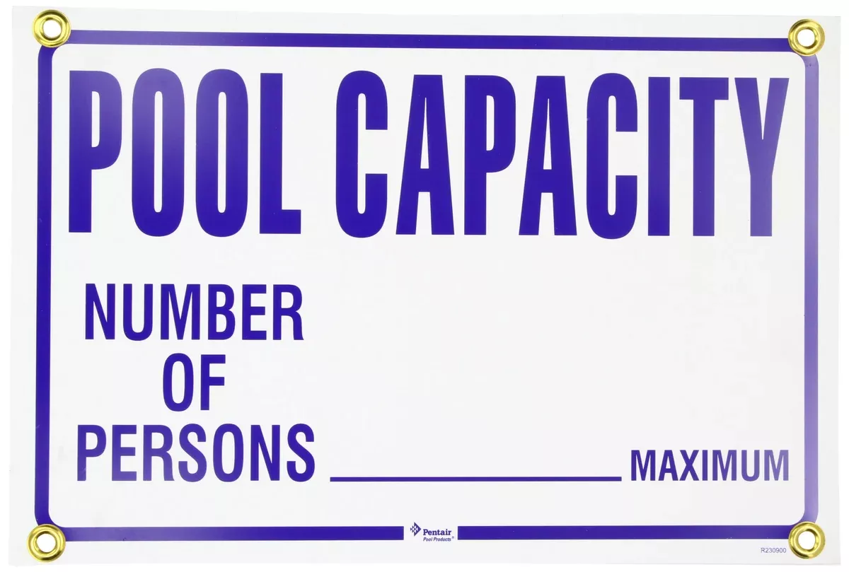 Pentair Sign, Pool Capacity, 18" x 12"