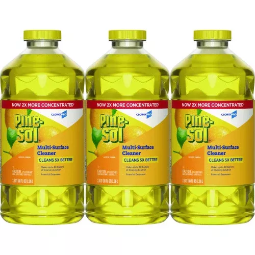 Pine-Sol CloroxPro Multi-Surface Cleaner Concentrated, Lemon Fresh Scent, 80 oz Bottle, 3/Carton (60607CT)