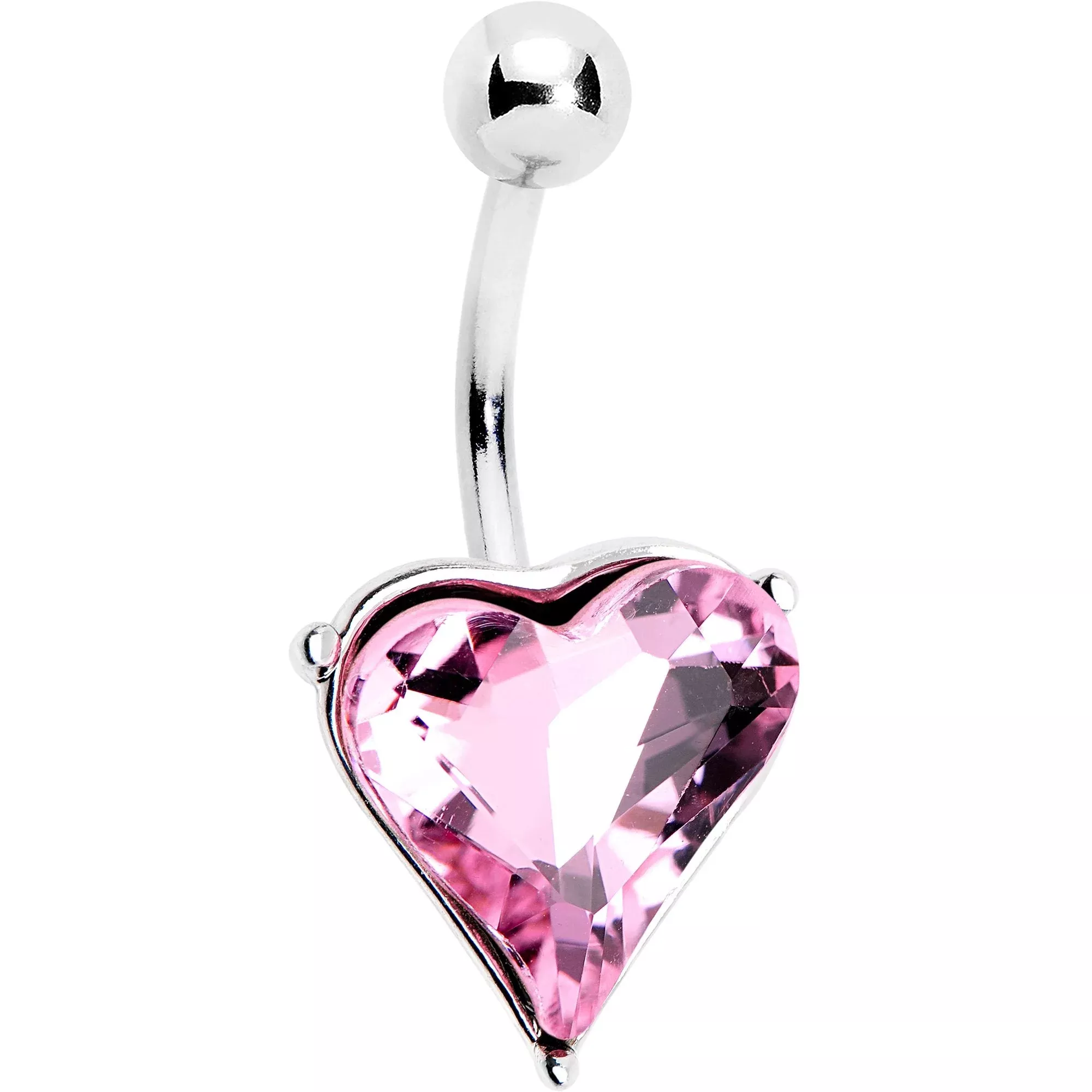 Pink Gem Huge Heart Belly Ring