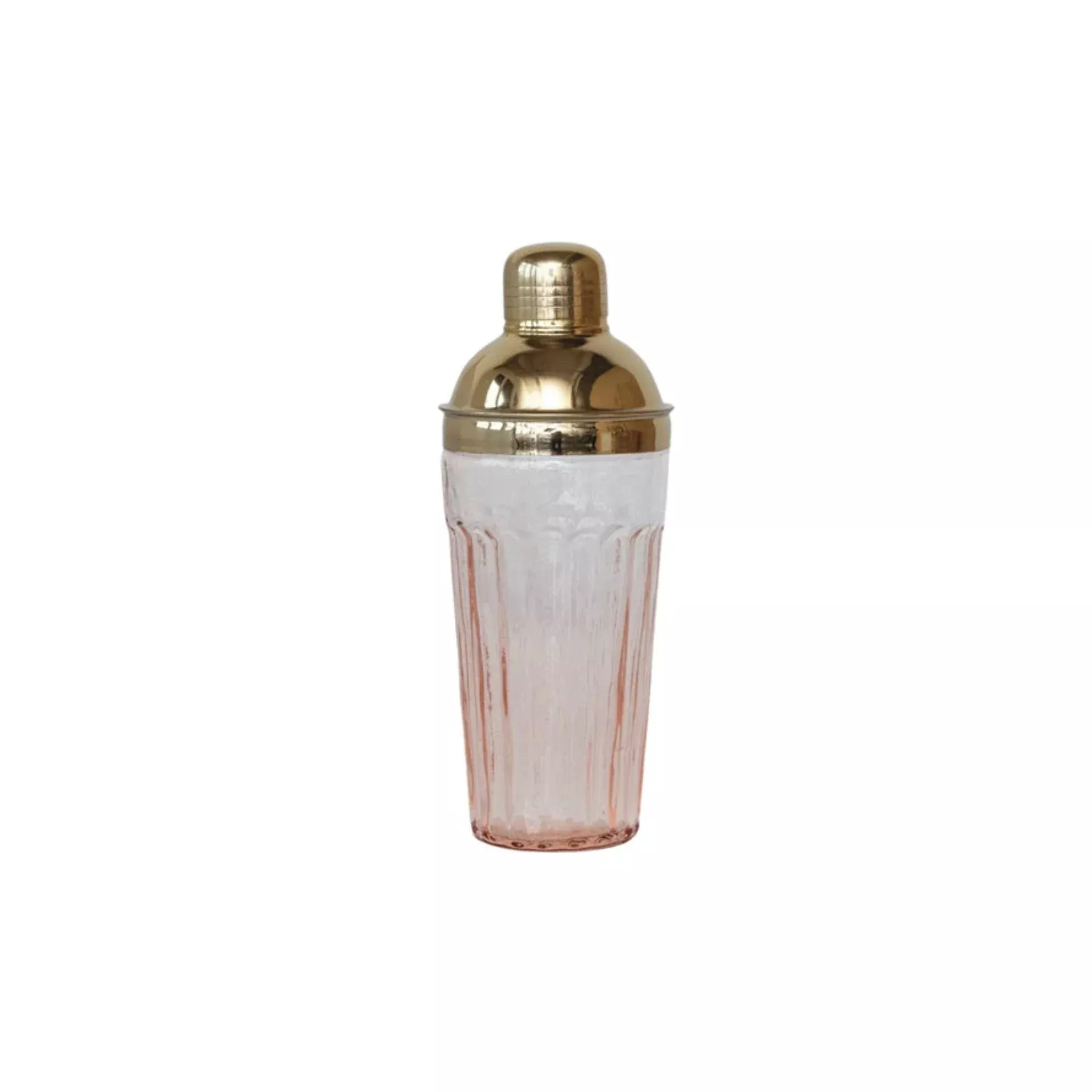 Pink & Gold Glass Cocktail Shaker