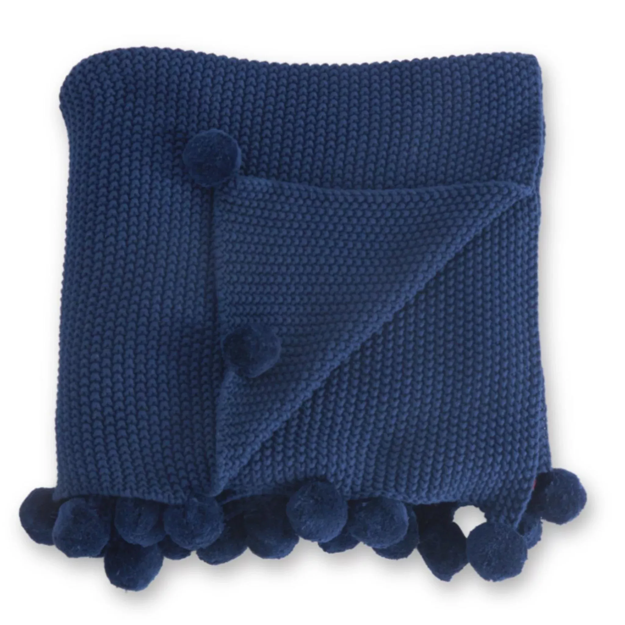 Pom Pom Stitch Knit Cotton Throw