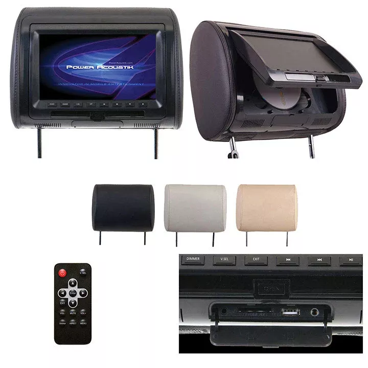 Power Acoustik HDVD-91CC 9" Universal DVD Headrest With USB/AUX