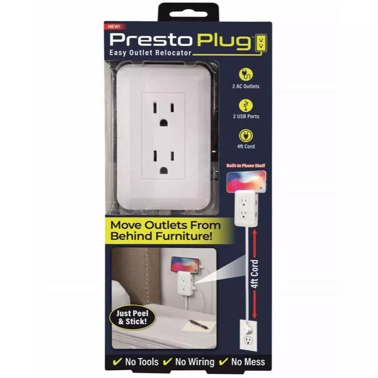 Presto Plug Peel & Stick Outlet Extender