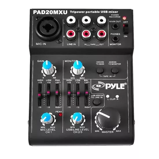 Pyle PAD20MXU 5-Channel Professional Compact Audio DJ Mixer With USB Interface