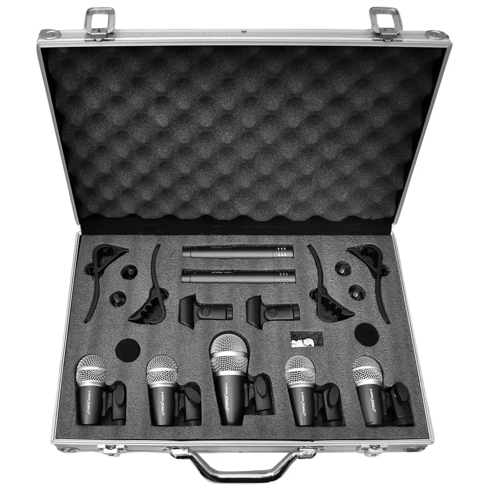 Pyle PDKM7 7 Microphone Wired Drum Kit with Carry Case & Mounting Accessories
