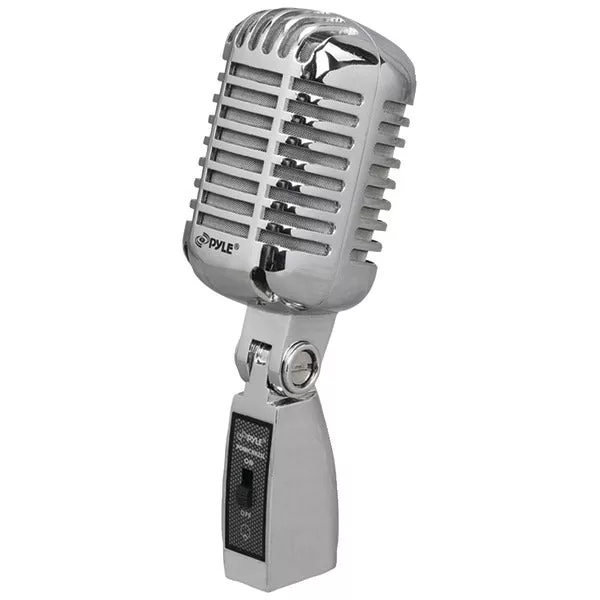 Pyle PDMICR42SL Classic Retro Vintage-Style Dynamic Vocal Microphone (Silver)