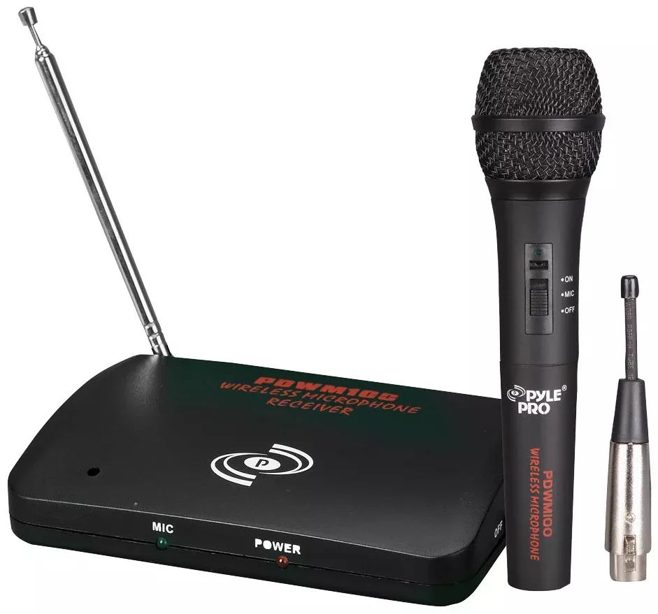 Pyle PDWM100 Dual Function Microphone System w/ Mic & Wireless Adapter Receiver