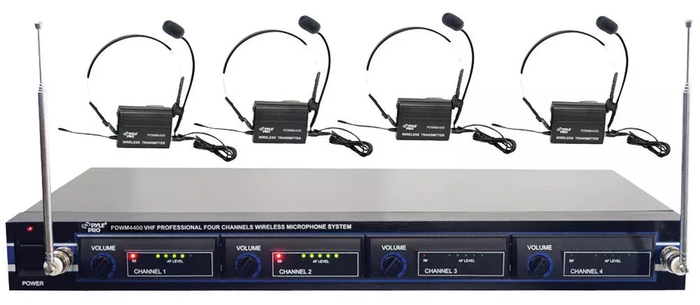 Pyle PDWM4400 4CH Wireless Belt pack Microphones