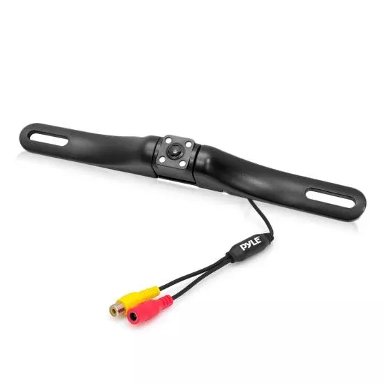 Pyle PLCM17BC Black Waterproof License Plate Mount Rear View Camera