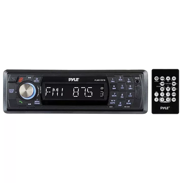 Pyle PLMR17BTB Black Mechless Bluetooth Marine Stereo w/ Aux Input, USB & SD Reader