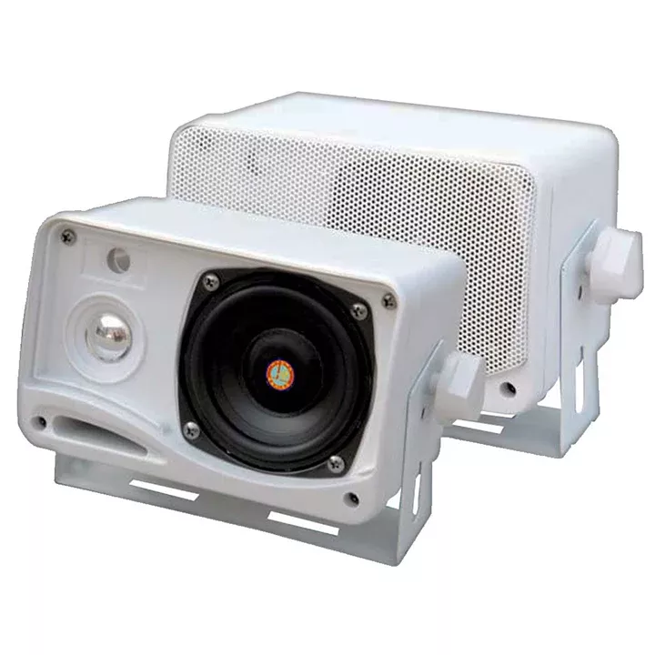 PYLE PLMR24 3.5-Inch 200 Watt 3-Way Weather Proof Mini Box Speaker System (White)