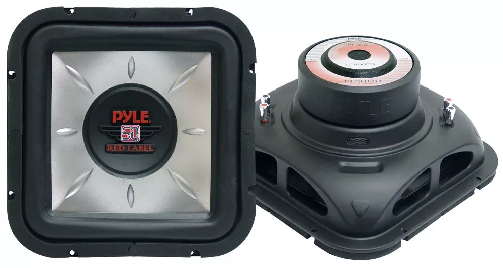 Pyle PLSQ12D 12" 1400 Watt Red Label Square Car Subwoofer