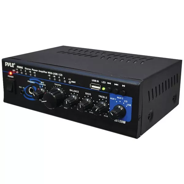 Pyle PTAU45 240 Watt Mini Table Top Amp MP3 USB Aux Mic Input