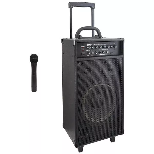 Pyle PWMA1050BT 800 Watt VHF Wireless Battery Powered Bluetooth Pa System W/Echo/Ipod/MP3 Input Jack