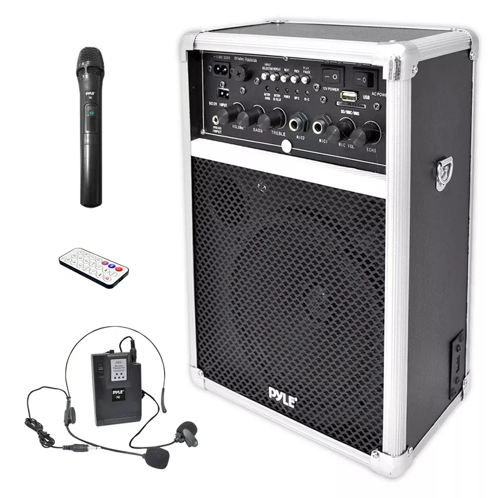 Pyle PWMA170 400 Watt Wireless PA System w/ 2 VHF Wireles Microphones