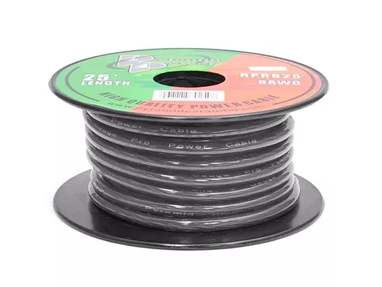 Pyramid RPB825 8 Gauge 25 FT. Black Spool of Wire