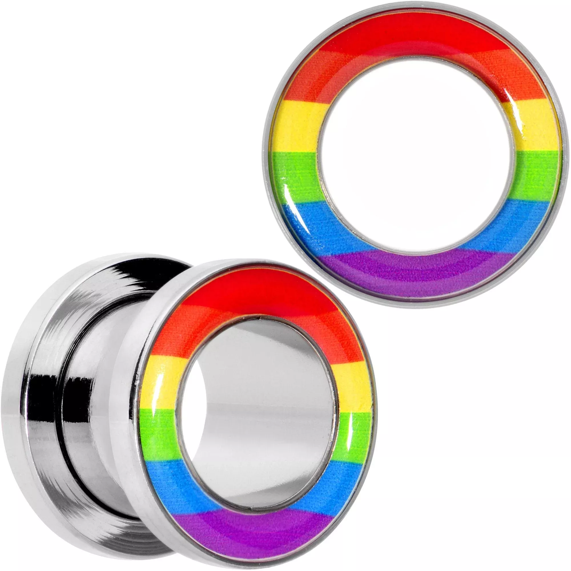 Rainbow Unity Pride Screw Fit Tunnel Plug Set 2G to 1