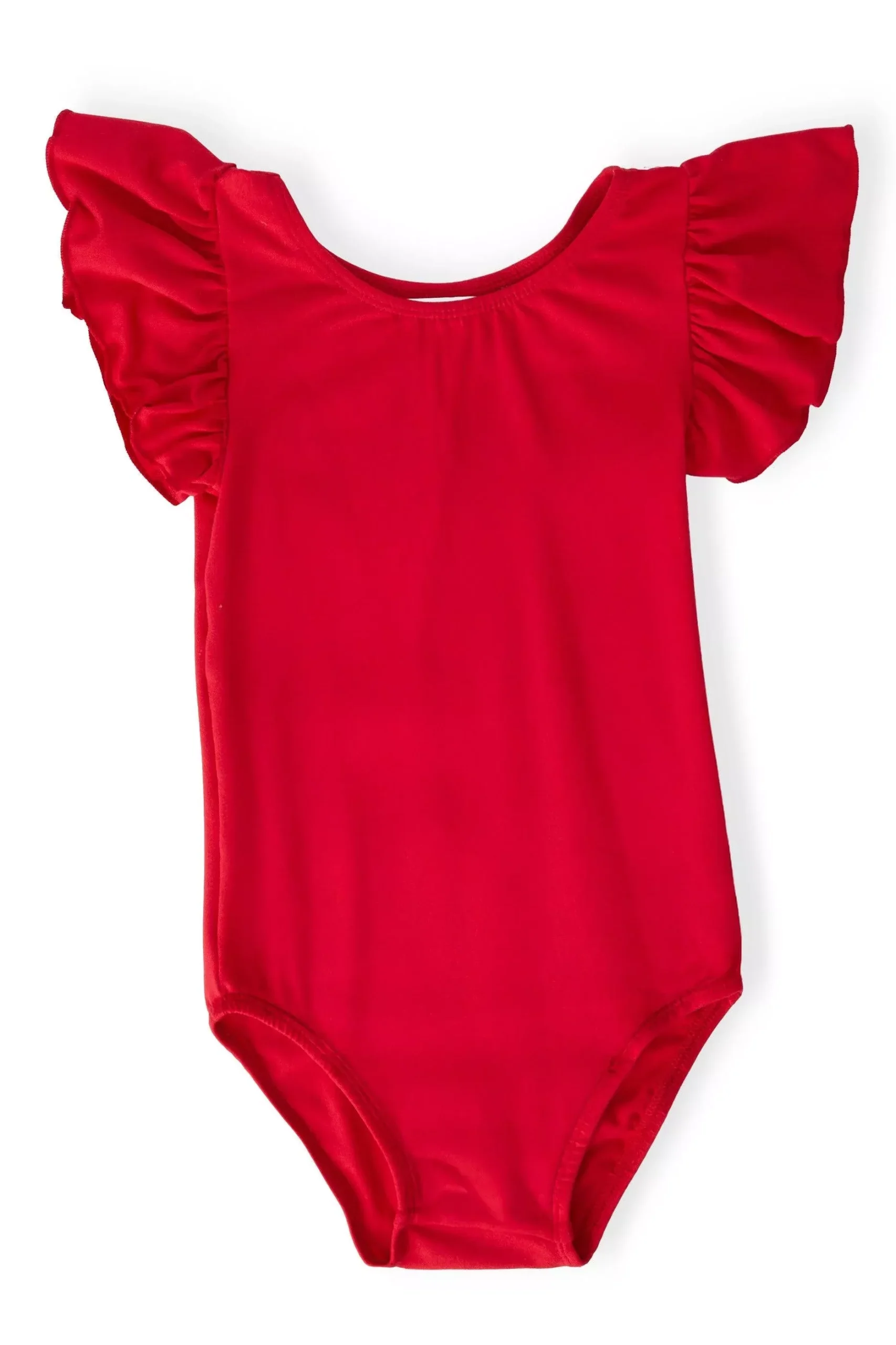 Red S /S Flutter Sleeve Leotard