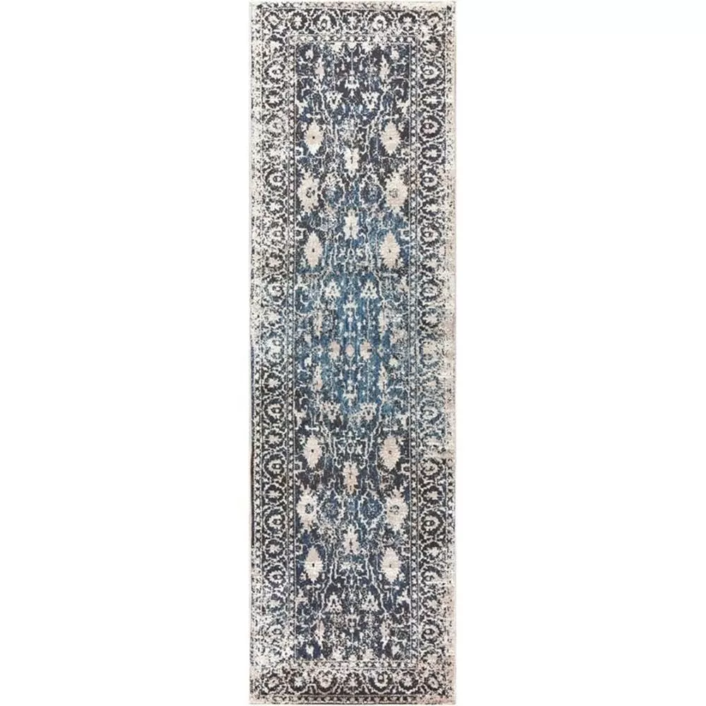 Rizzy Home Alora Decor Swagger 2'3" x 7'7" Distress Taupe/Blue/Medium Blue/Dk Blue Rug