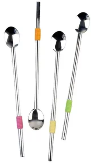 RSVP Stainless Steel Spoon Straws - 4 pc.