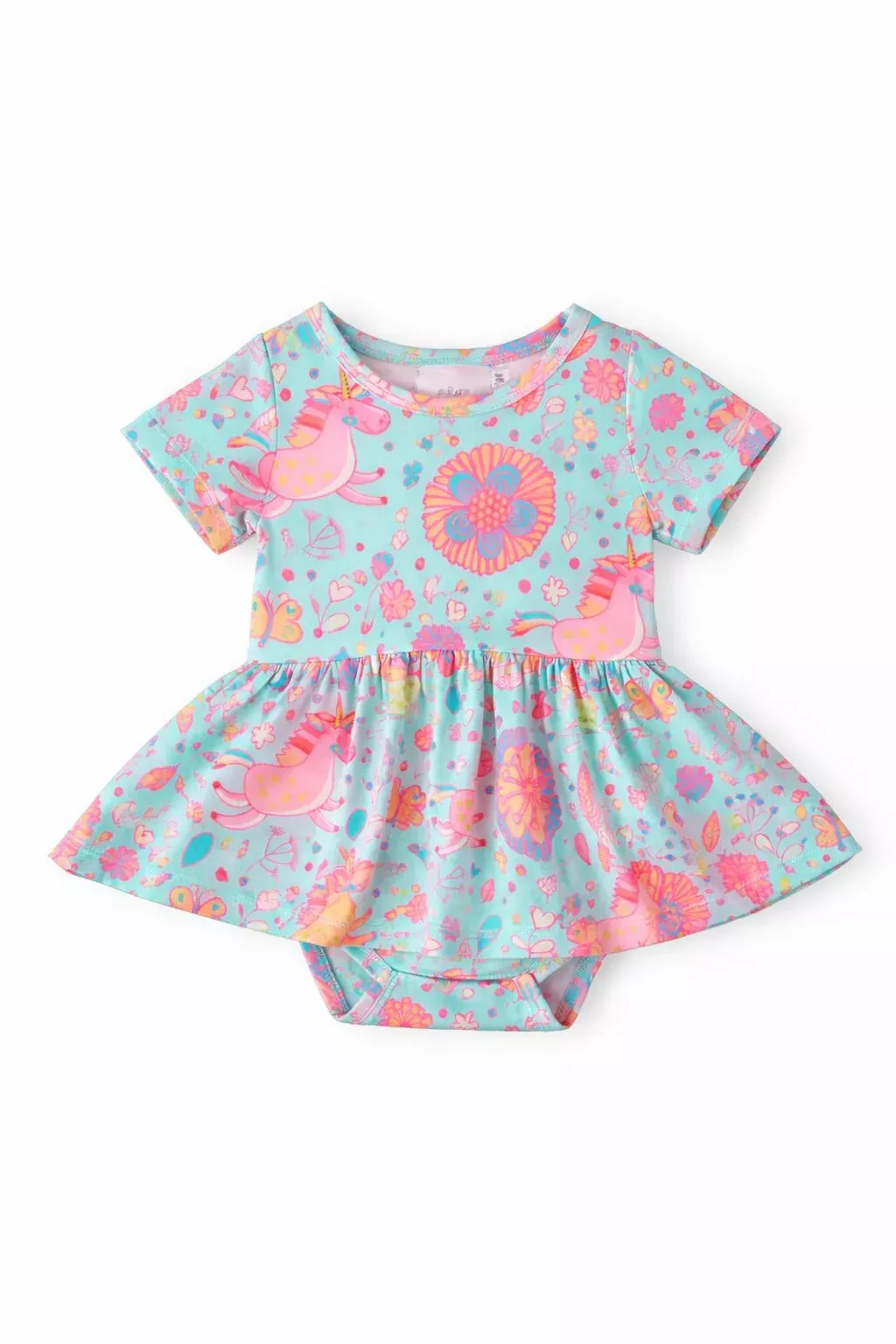 SALE Blue Retro Unicorns S /S Twirl Bodysuit
