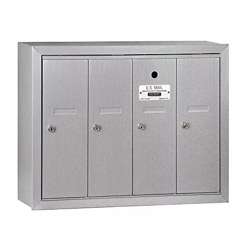Salsbury Industries 3504ASU Surface Mounted Vertical Mailbox with 4 Doors and USPS Access, Aluminum