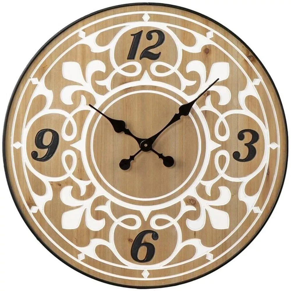 SEI Furniture Aprille Round Wall Clock, Natural