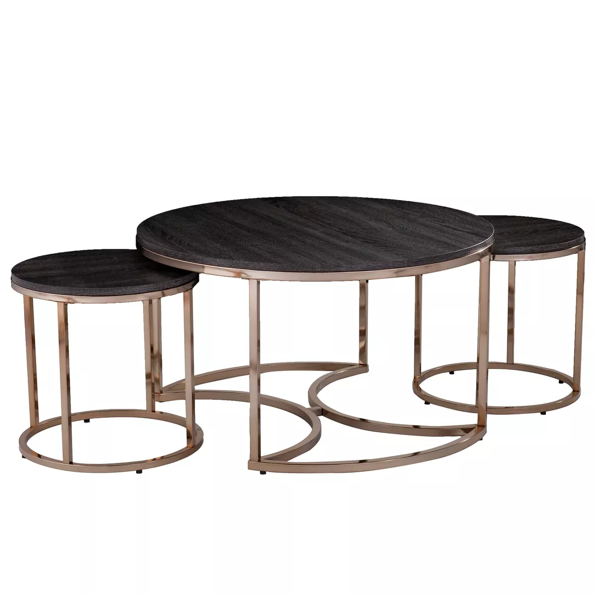 SEI Furniture Lachlan Round Nesting Coffee Tables – 3pc Set, Champagne