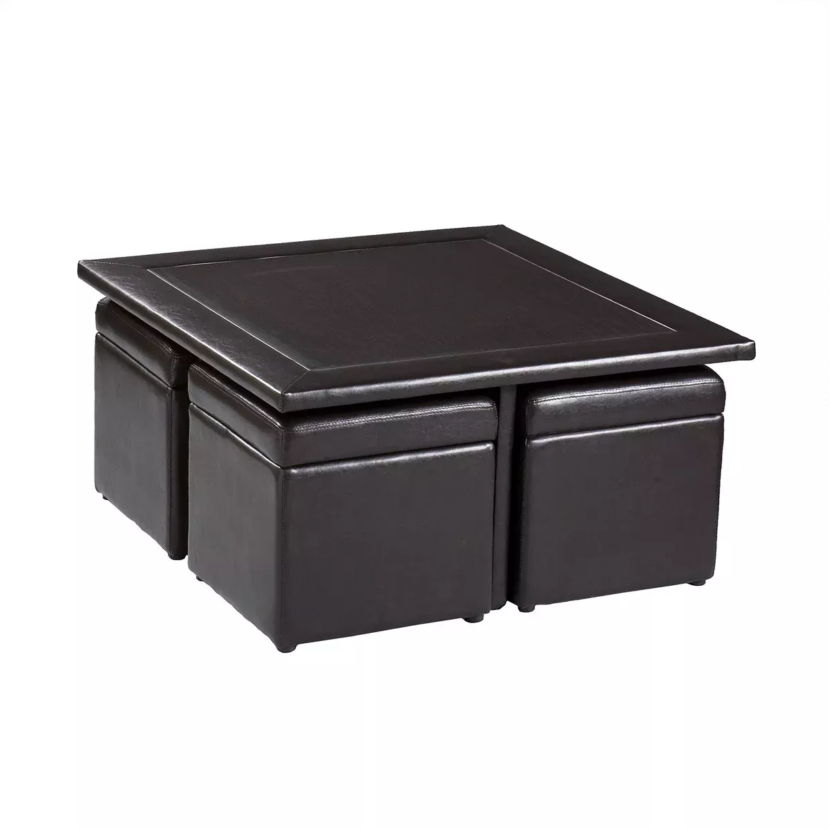SEI Furniture Nylo Nesting Coffee Table and Storage Ottomans Set, Dark Chocolate