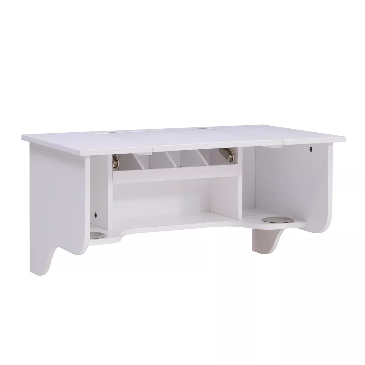 SEI Furniture Wall Mount Ledge w/ Vanity Mirror, Transitional Style, White