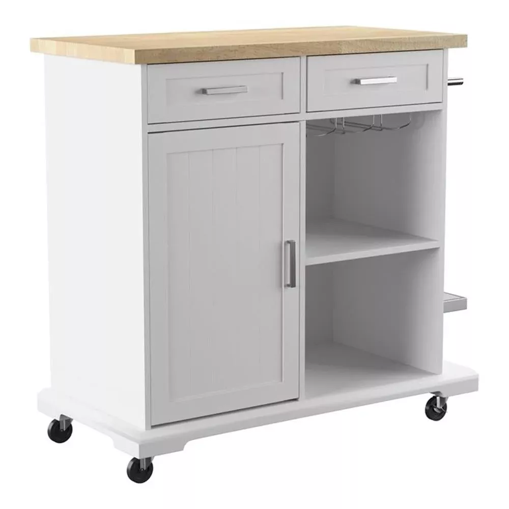 SEI Furniture Warkin Rolling Kitchen Island w/Storage