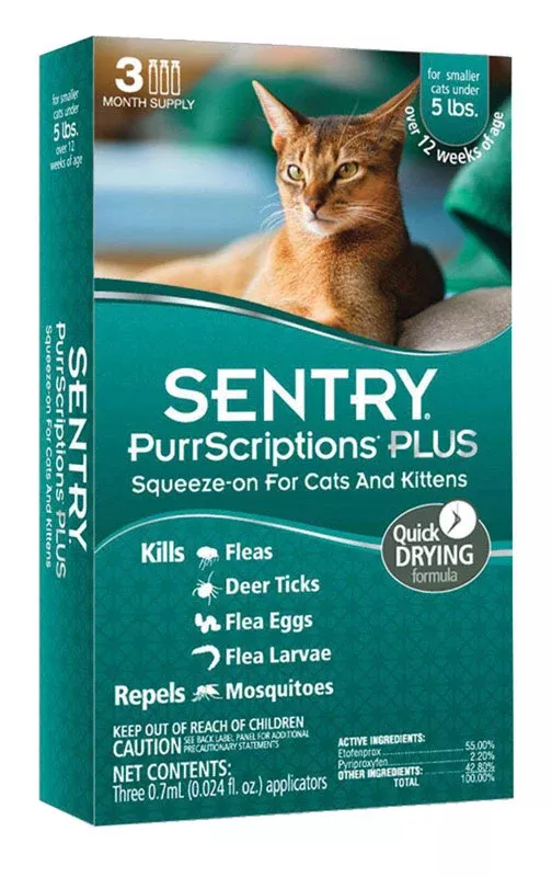 Sentry PurrScriptions Plus Flea & Tick Treatment (Small Cats) - 3 pc.