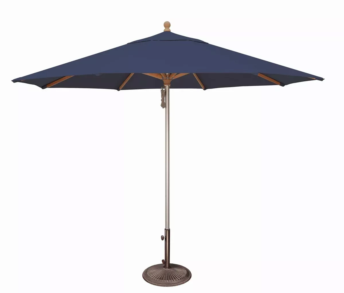 Simply Shade Ibiza Fabric Aluminum Wood Umbrella in Silver/Navy