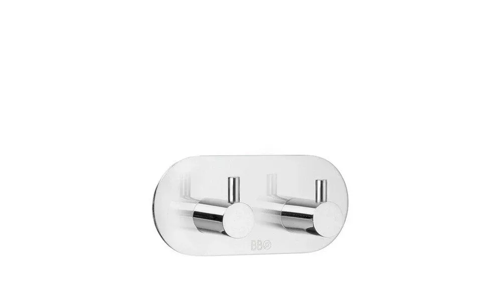 Smedbo BK1102 Design Double Hook, Polished Stainless Steel