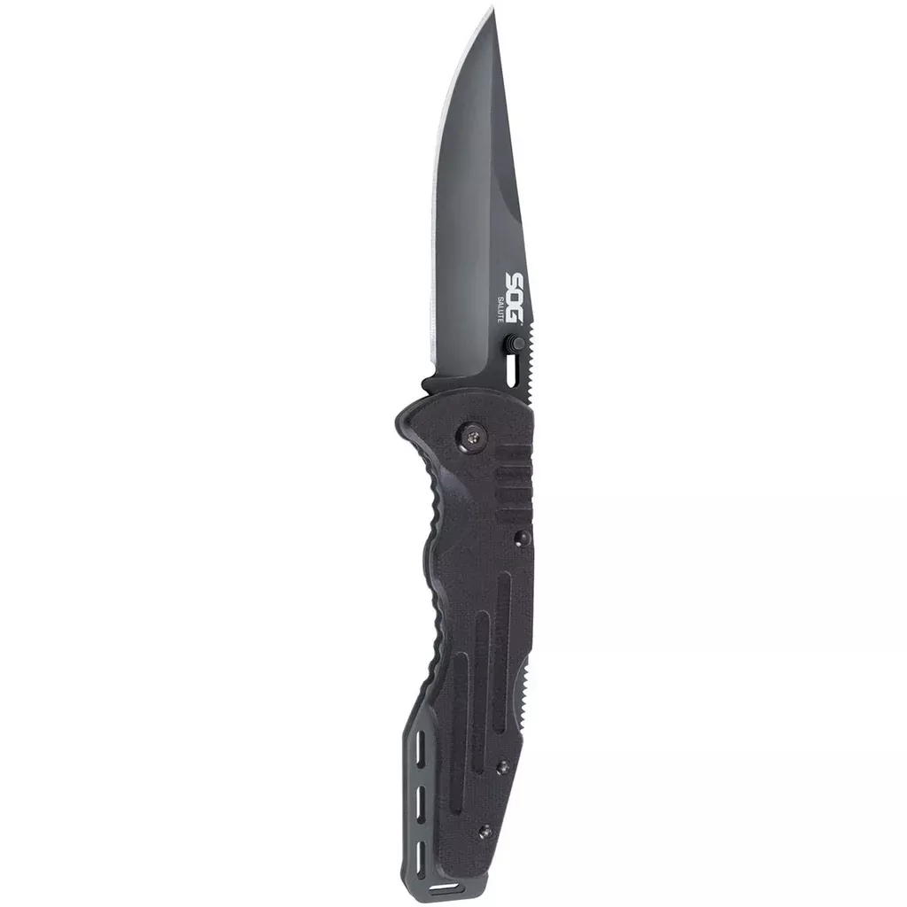 Sog Salute Clip Point Folding Knife With G10 Grips