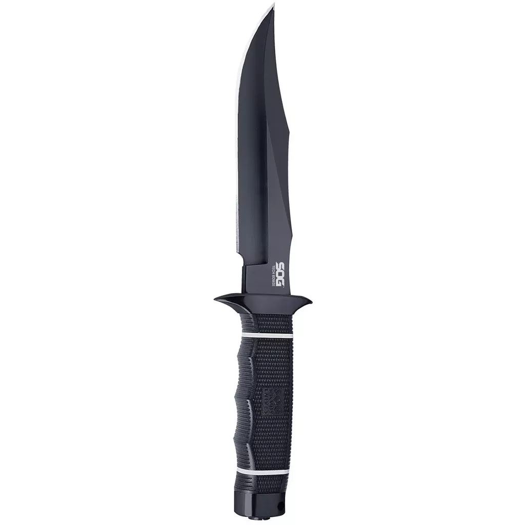Sog Tech Bowie - Fixed 6.4" Black Plain Blade Kraton Handle Kydex Sheath