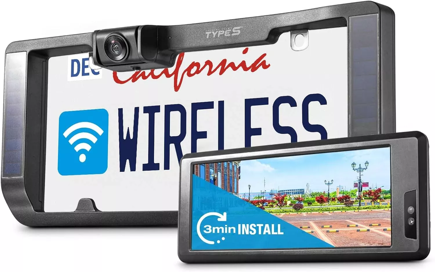 Solar-Powered Wireless Backup Camera with 6.8