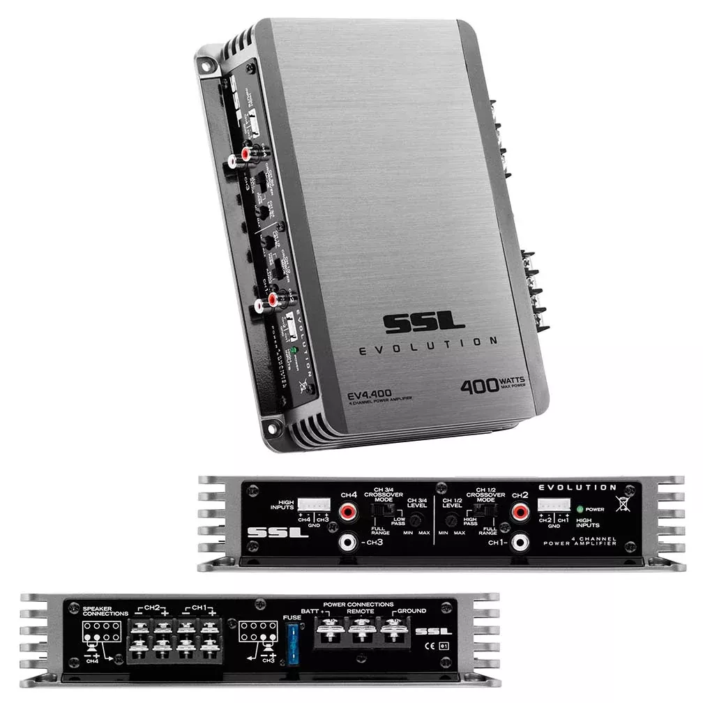 SOUND STORM EV4.400 EVOLUTION 400-Watt Full Range, Class A/B 2 to 8 Ohm Stable 4 Channel Amplifier