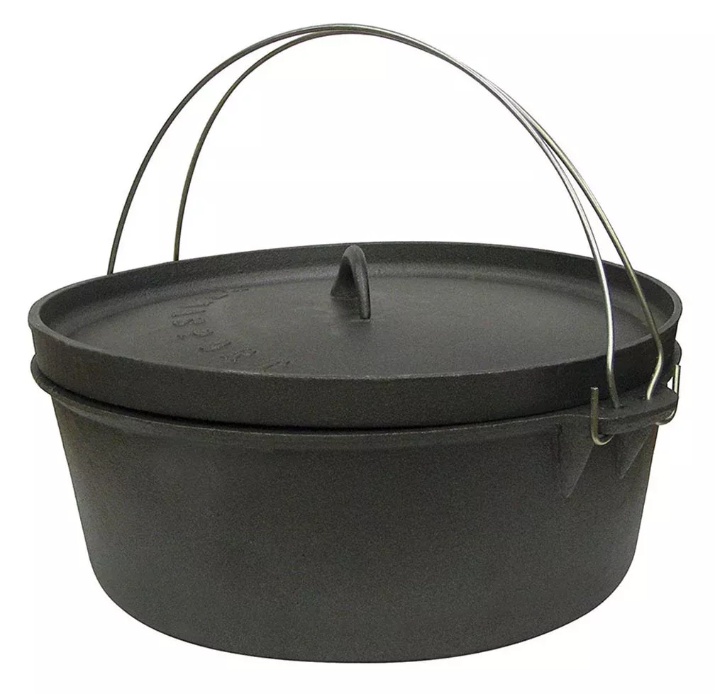Stansport 16022 Non-Seasoned 4 Qt. Cast Iron Dutch Oven Flat Bottom