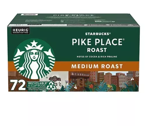 Starbucks Medium Roast K-Cup Coffee Pods, Pike Place